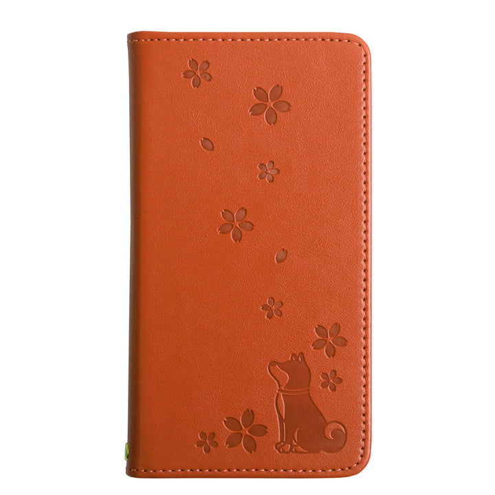 ヴィーガンレザー 犬柄 エンボス 手帳型ケース