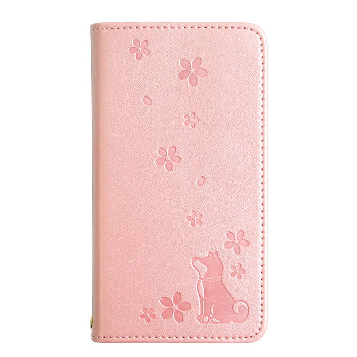 ヴィーガンレザー 犬柄 エンボス 手帳型ケース