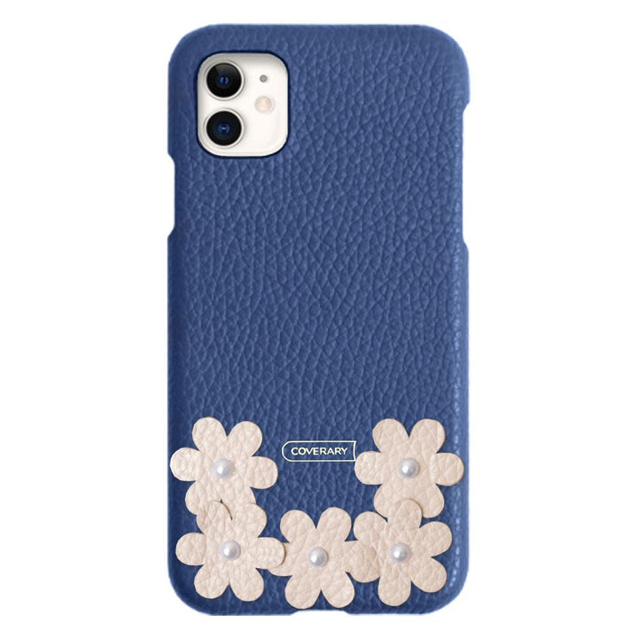 本革 32色 イタリアンシュリンクレザー フラワーデコ背面ケース フラワーA Xperiaシリーズ