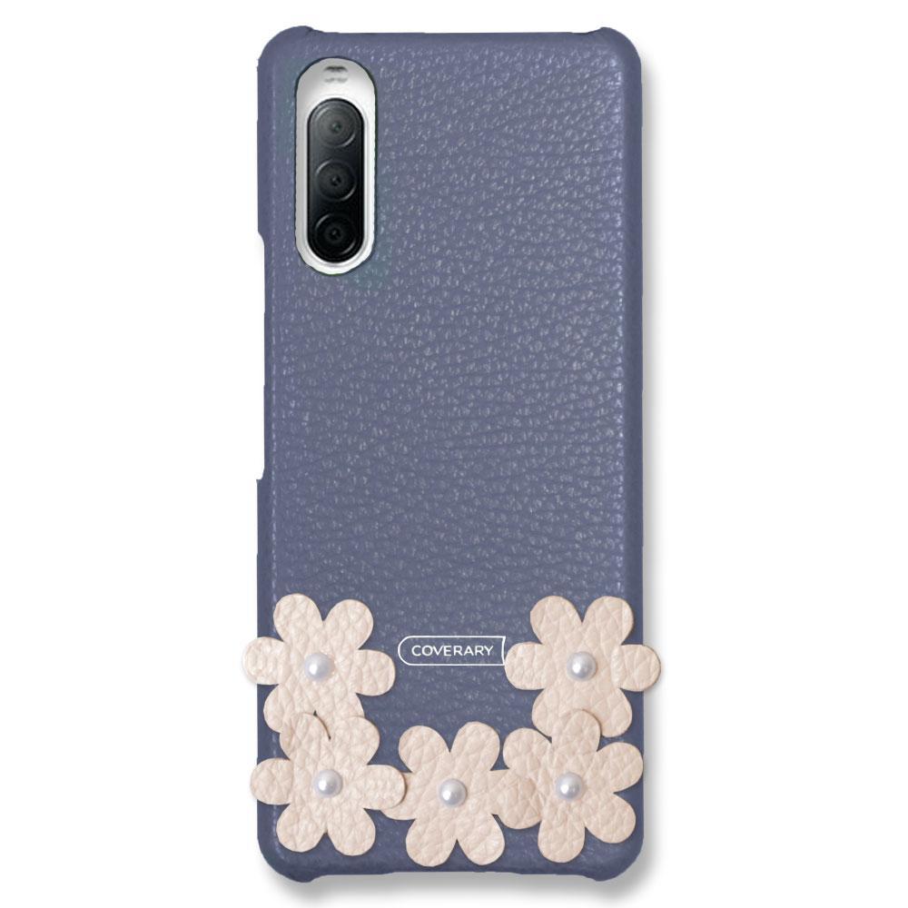 本革 32色 イタリアンシュリンクレザー フラワーデコ背面ケース フラワーA Galaxyシリーズ