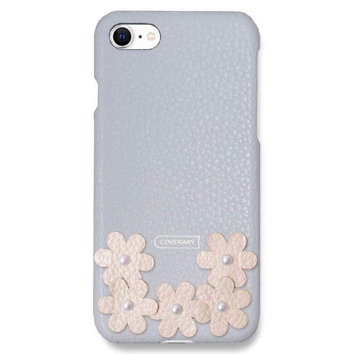 本革 32色 イタリアンシュリンクレザー フラワーデコ 背面ケース フラワーA