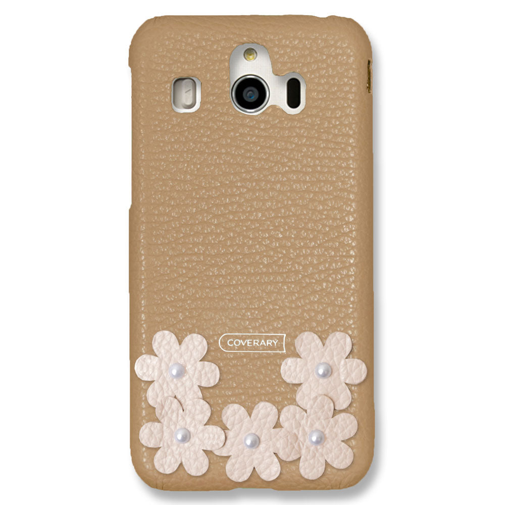 本革 32色 イタリアンシュリンクレザー フラワーデコ 背面ケース フラワーA