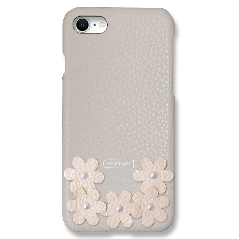 本革 32色 イタリアンシュリンクレザー フラワーデコ 背面ケース フラワーA