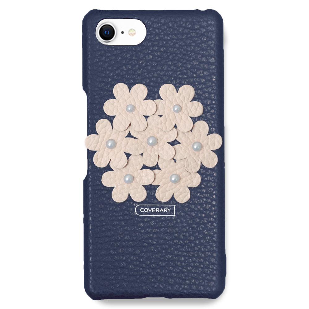 本革 32色 イタリアンシュリンクレザー フラワーデコ背面ケース フラワーB iPhoneシリーズ