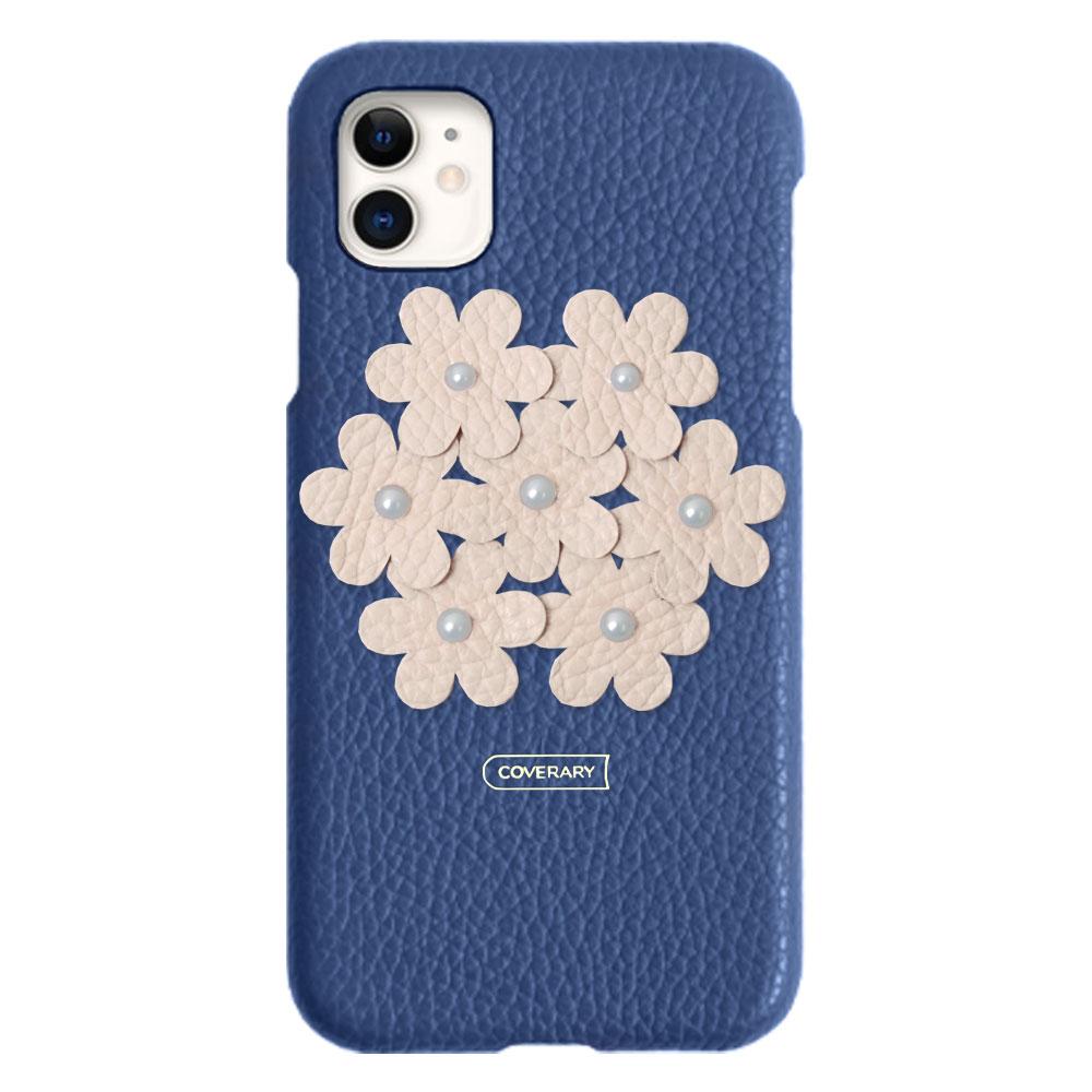 本革 32色 イタリアンシュリンクレザー フラワーデコ背面ケース フラワーB iPhoneシリーズ