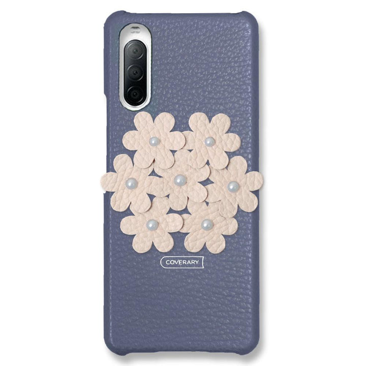 本革 32色 イタリアンシュリンクレザー フラワーデコ背面ケース フラワーB iPhoneシリーズ