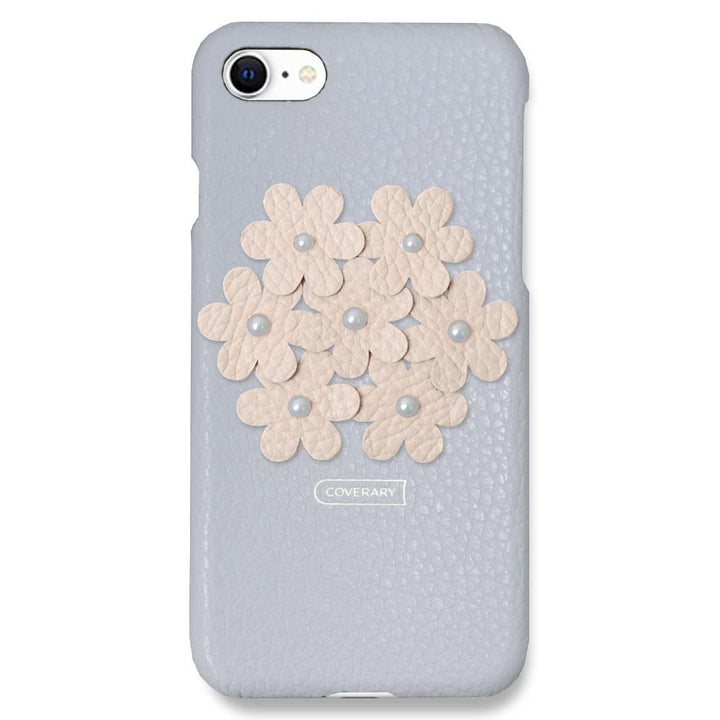 本革 32色 イタリアンシュリンクレザー フラワーデコ背面ケース フラワーB iPhoneシリーズ