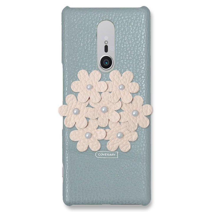 本革 32色 イタリアンシュリンクレザー フラワーデコ背面ケース フラワーB iPhoneシリーズ