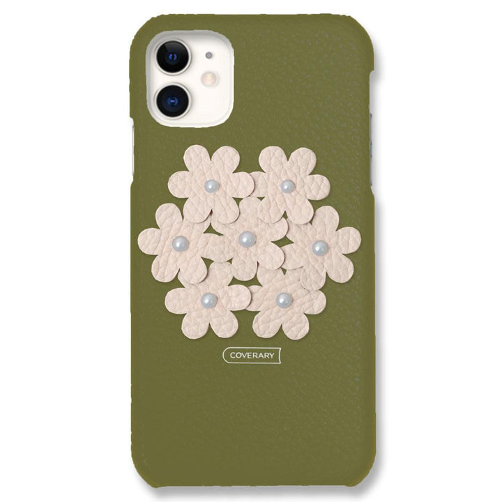 本革 32色 イタリアンシュリンクレザー フラワーデコ背面ケース フラワーB Google Pixelシリーズ