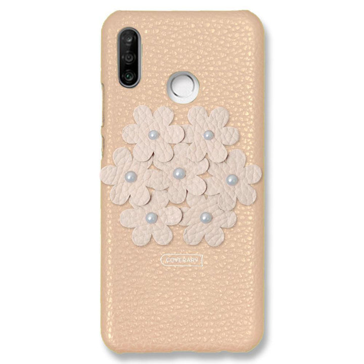 本革 32色 イタリアンシュリンクレザー フラワーデコ背面ケース フラワーB iPhoneシリーズ