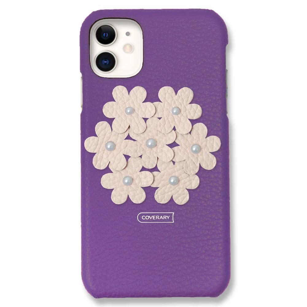 本革 32色 イタリアンシュリンクレザー フラワーデコ背面ケース フラワーB iPhoneシリーズ