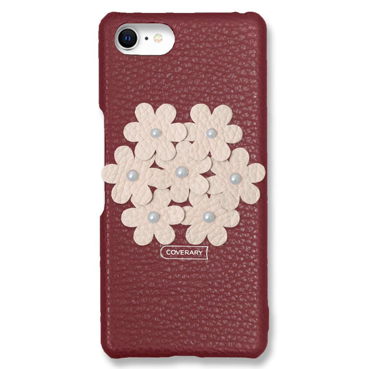 本革 32色 イタリアンシュリンクレザー フラワーデコ背面ケース フラワーB iPhoneシリーズ