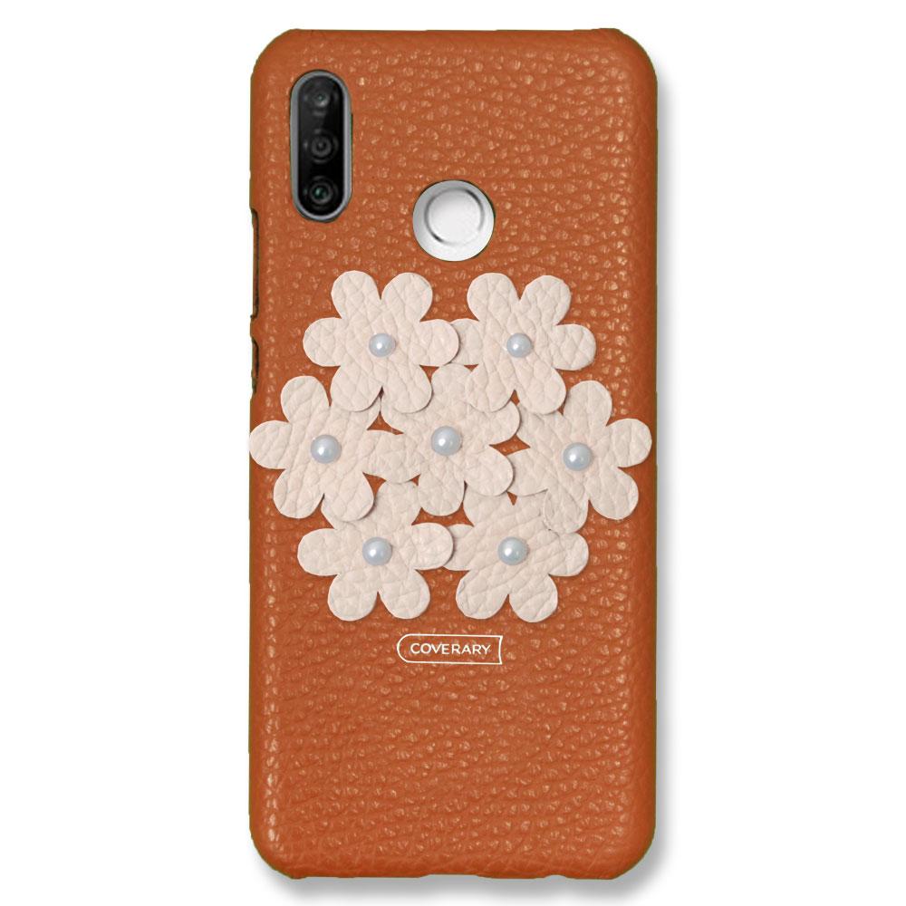 本革 32色 イタリアンシュリンクレザー フラワーデコ背面ケース フラワーB iPhoneシリーズ