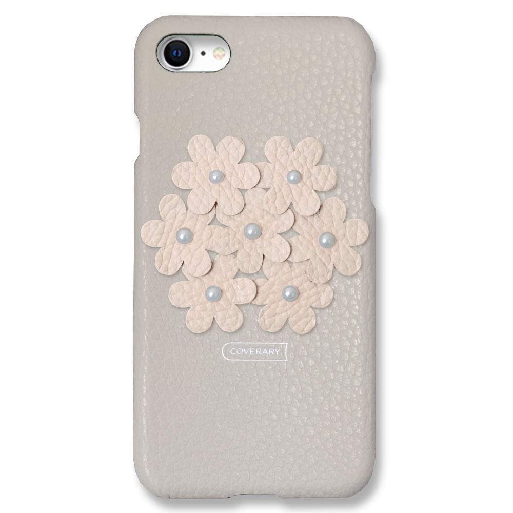 本革 32色 イタリアンシュリンクレザー フラワーデコ背面ケース フラワーB iPhoneシリーズ