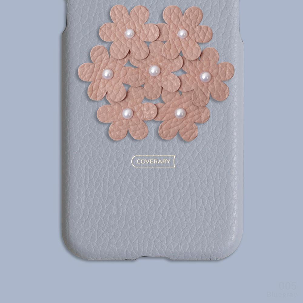 本革 32色 イタリアンシュリンクレザー フラワーデコ背面ケース フラワーB iPhoneシリーズ