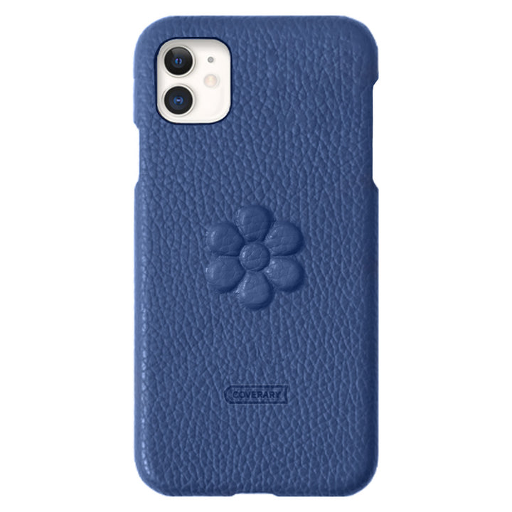 Genuine leather 32 colors Italian shrink leather flower embossing back case