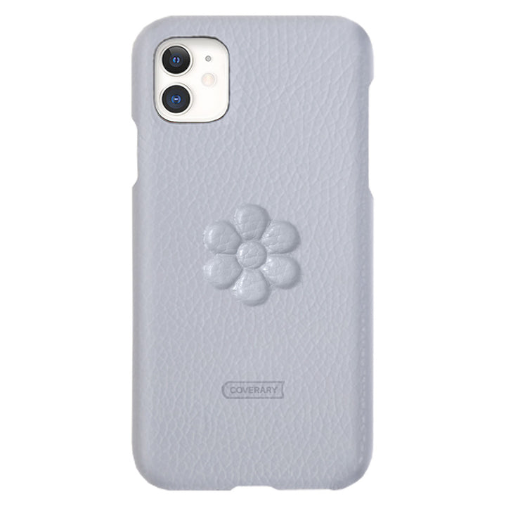 Genuine leather 32 colors Italian shrink leather flower embossing back case