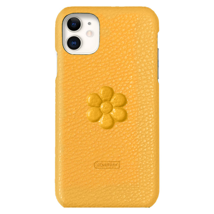 Genuine leather 32 colors Italian shrink leather flower embossing back case