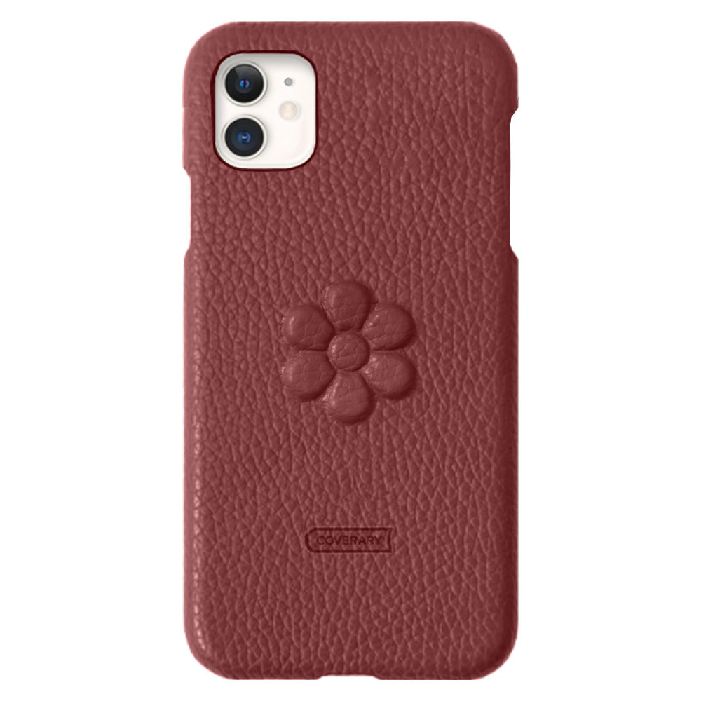 Genuine leather 32 colors Italian shrink leather flower embossing back case