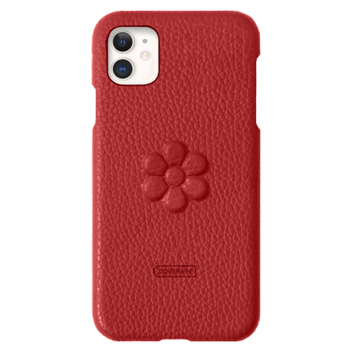 Genuine leather 32 colors Italian shrink leather flower embossing back case