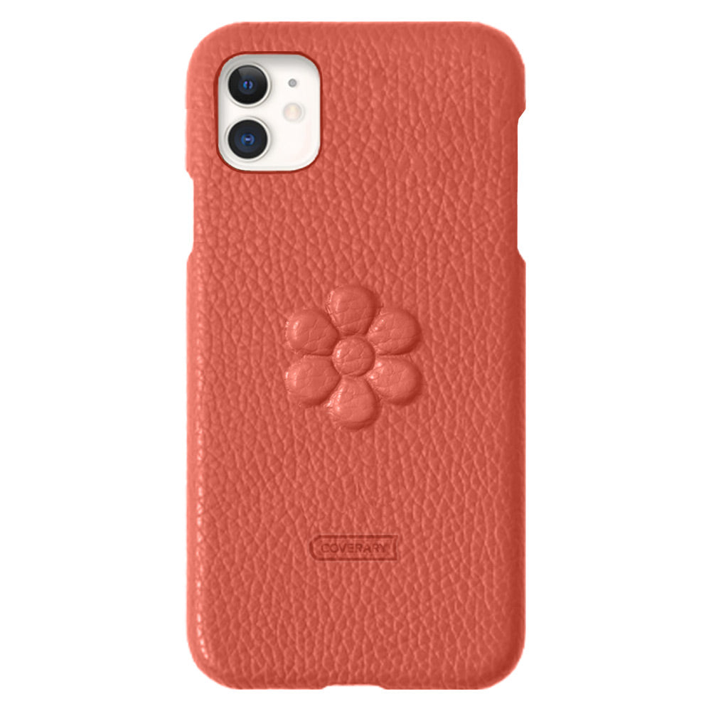 Genuine leather 32 colors Italian shrink leather flower embossing back case