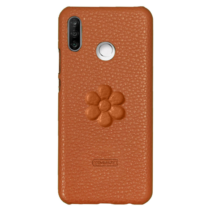 Genuine leather 32 colors Italian shrink leather flower embossing back case