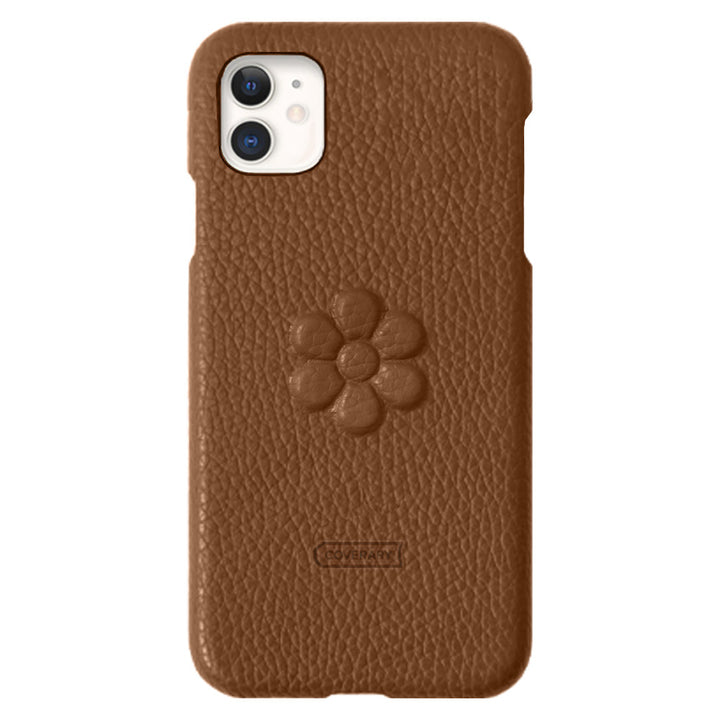 Genuine leather 32 colors Italian shrink leather flower embossing back case