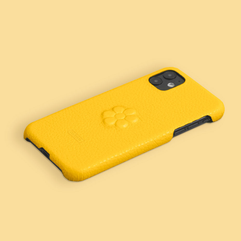 Genuine leather 32 colors Italian shrink leather flower embossing back case