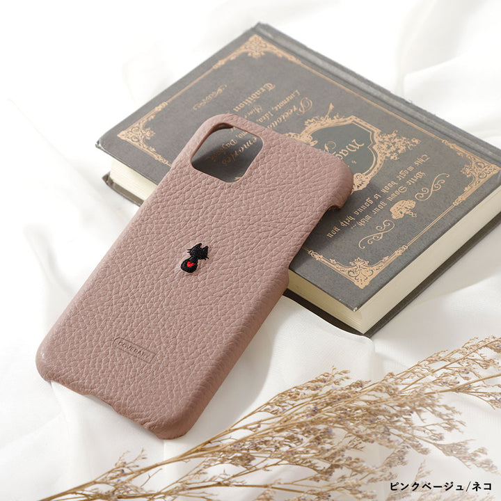 本革 イタリアンシュリンクレザー 刺繍 アニマル 背面ケース