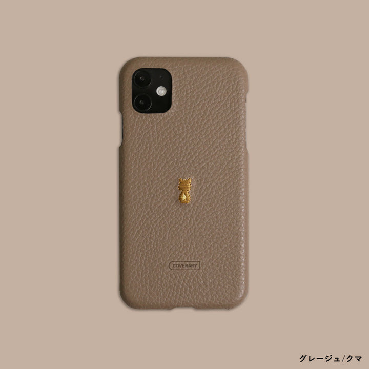 本革 イタリアンシュリンクレザー 刺繍 アニマル 背面ケース