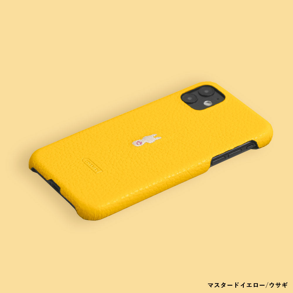 本革 イタリアンシュリンクレザー 刺繍 アニマル 背面ケース