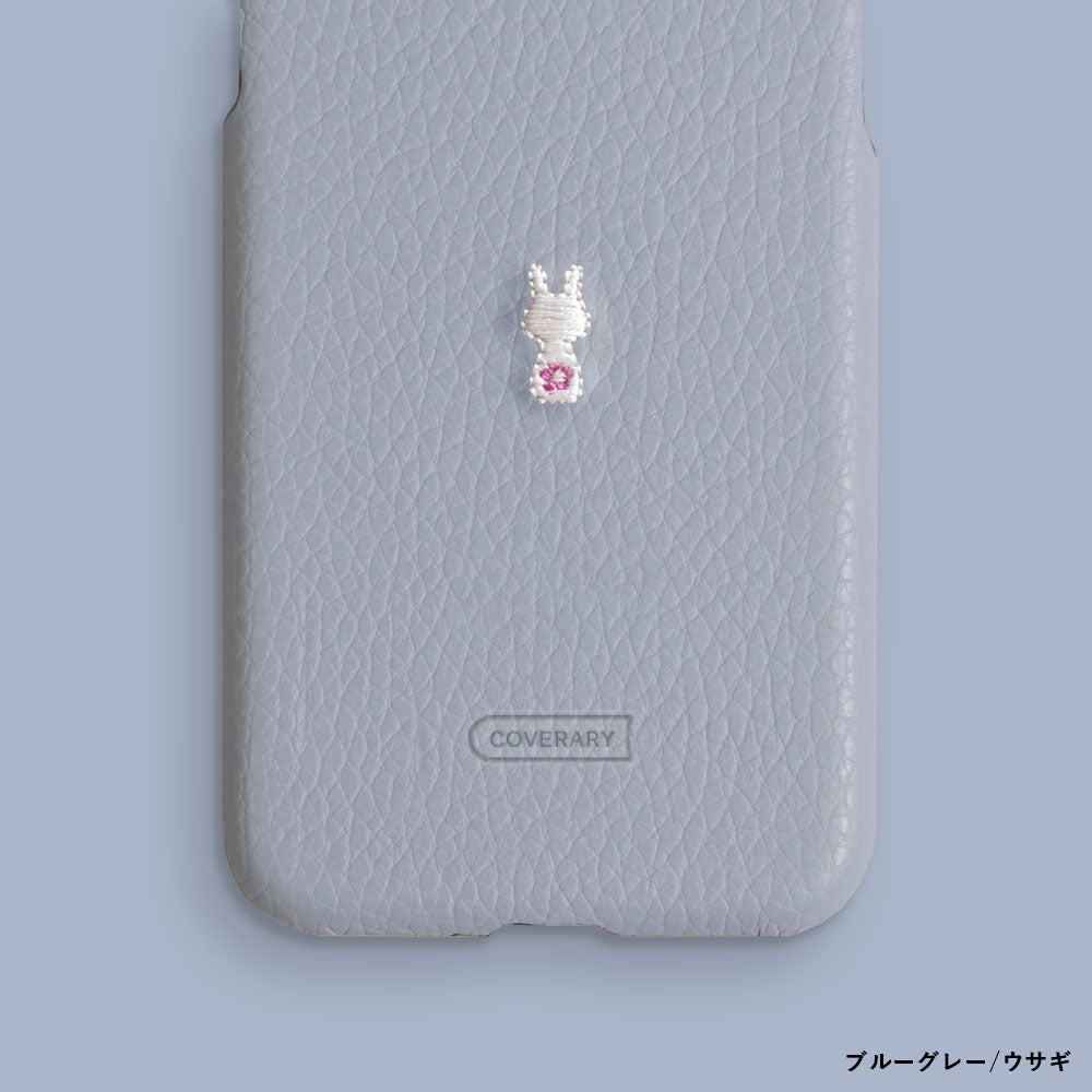 本革 イタリアンシュリンクレザー 刺繍 アニマル 背面ケース