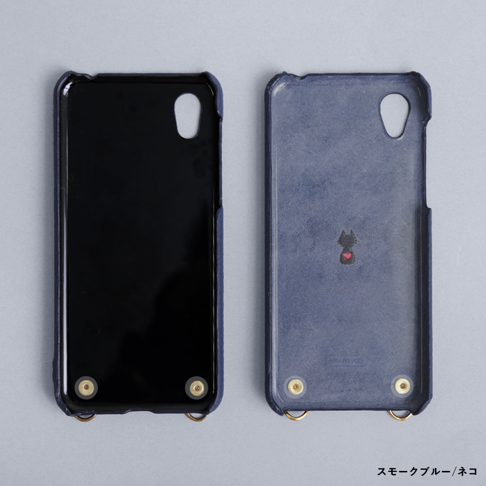 本革 イタリアンシュリンクレザー 刺繍 アニマル ショルダーストラップ付 背面ケース