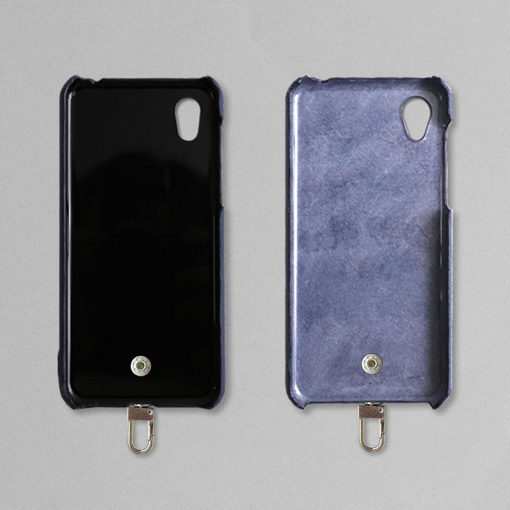 本革 32色 イタリアンシュリンクレザー リングショルダーストラップ(金具調整あり)付き 背面ケース Xperiaシリーズ