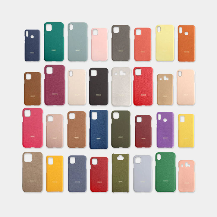 本革 32色 イタリアンシュリンクレザー 蓋ありポケット付き 背面ケース iPhoneシリーズ