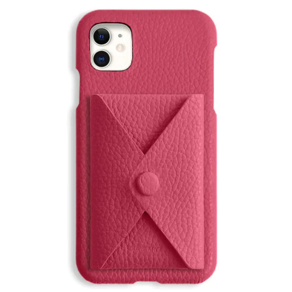 本革 32色 イタリアンシュリンクレザー 蓋ありポケット付き 背面ケース iPhoneシリーズ