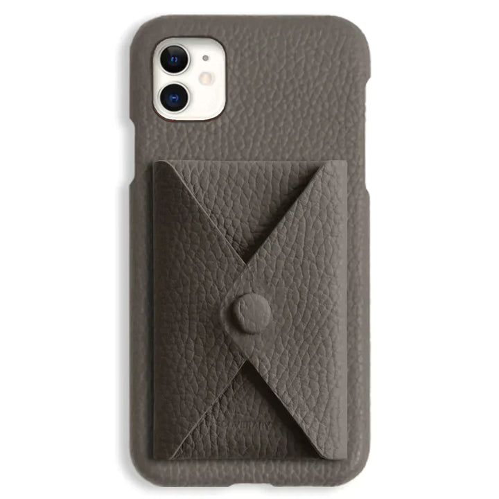 本革 32色 イタリアンシュリンクレザー 蓋ありポケット付き 背面ケース iPhoneシリーズ