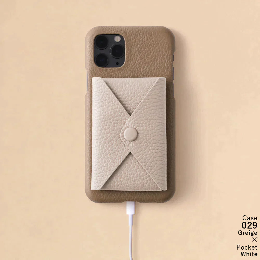 本革 32色 イタリアンシュリンクレザー 蓋ありポケット付き 背面ケース iPhoneシリーズ