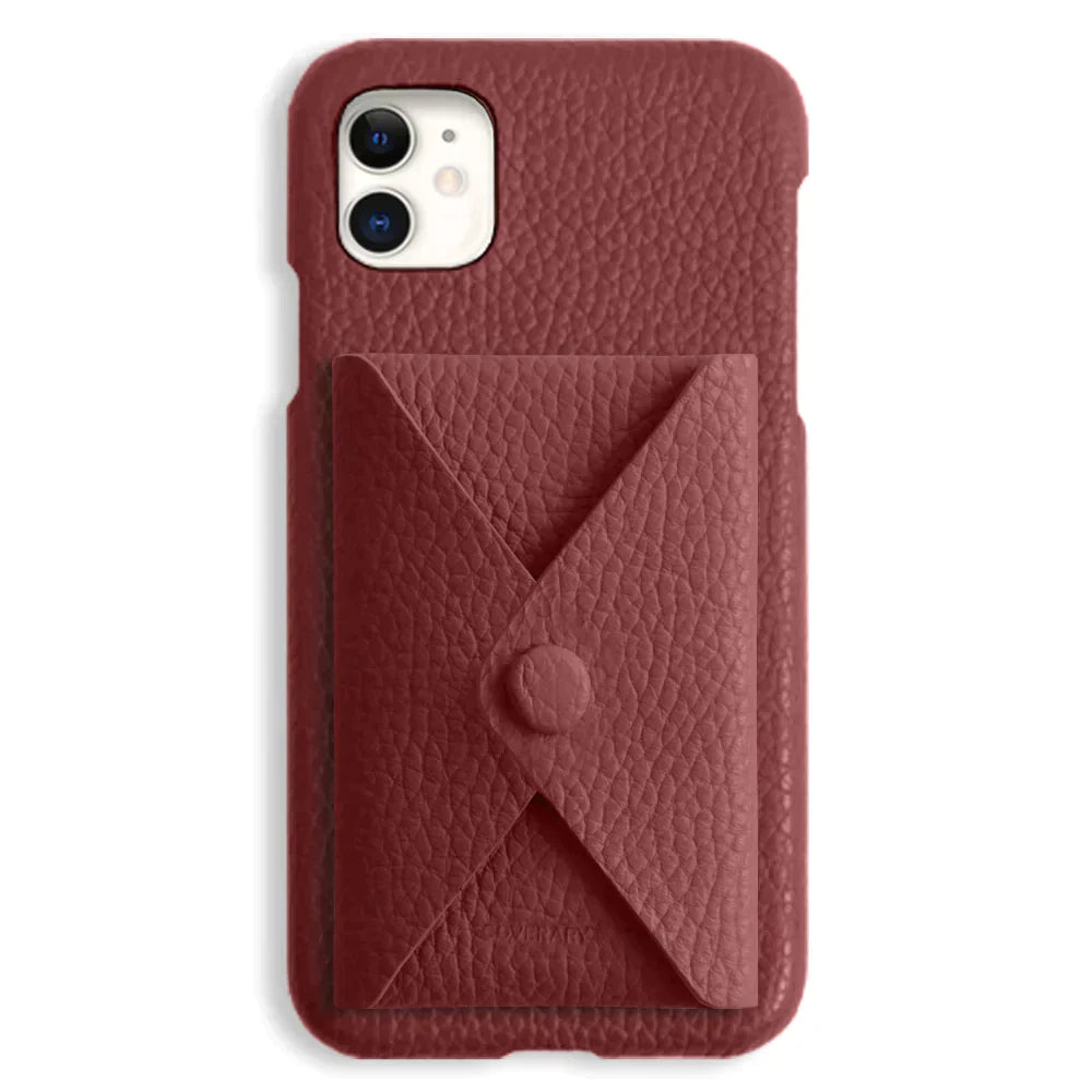 本革 32色 イタリアンシュリンクレザー 蓋ありポケット付き 背面ケース iPhoneシリーズ