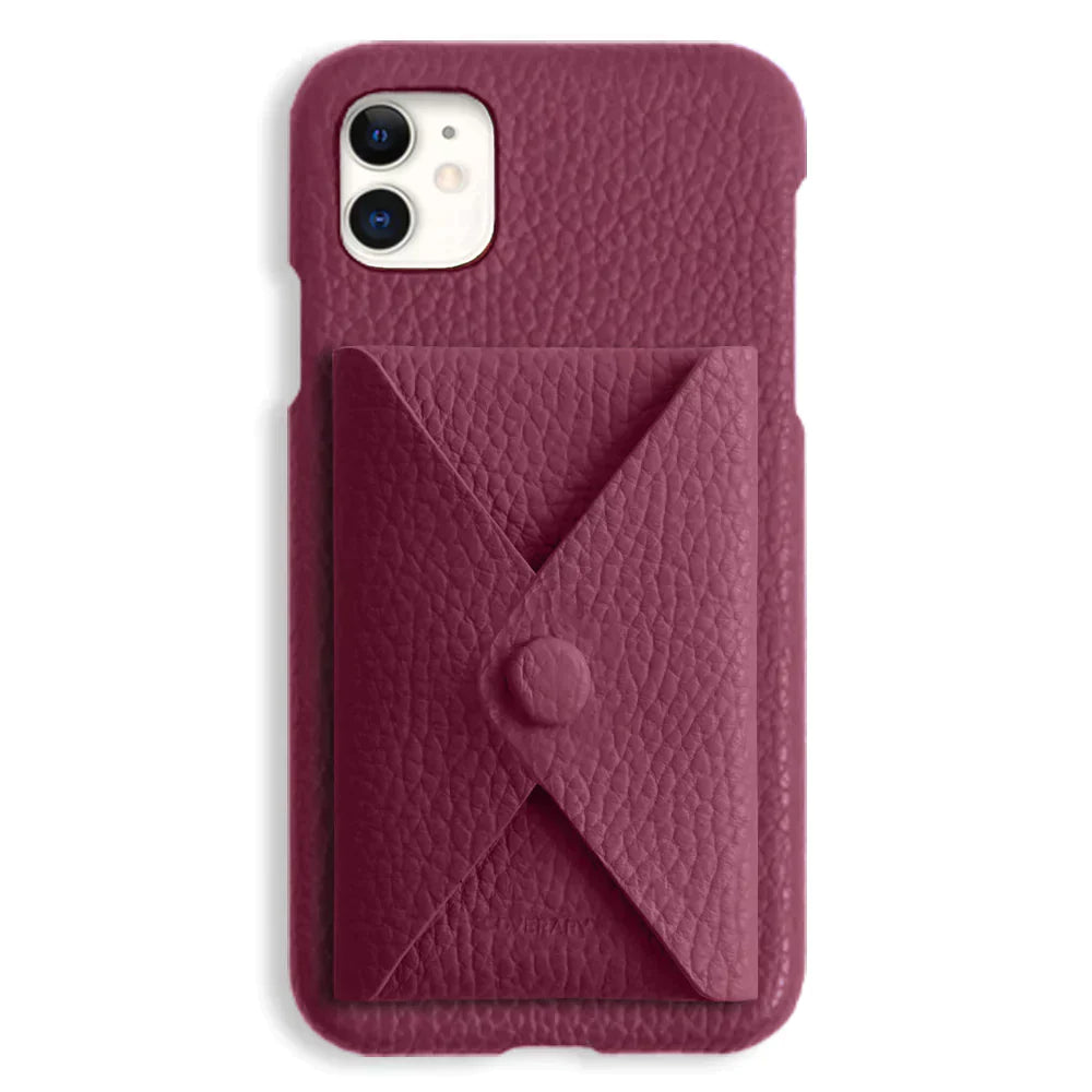 本革 32色 イタリアンシュリンクレザー 蓋ありポケット付き 背面ケース iPhoneシリーズ