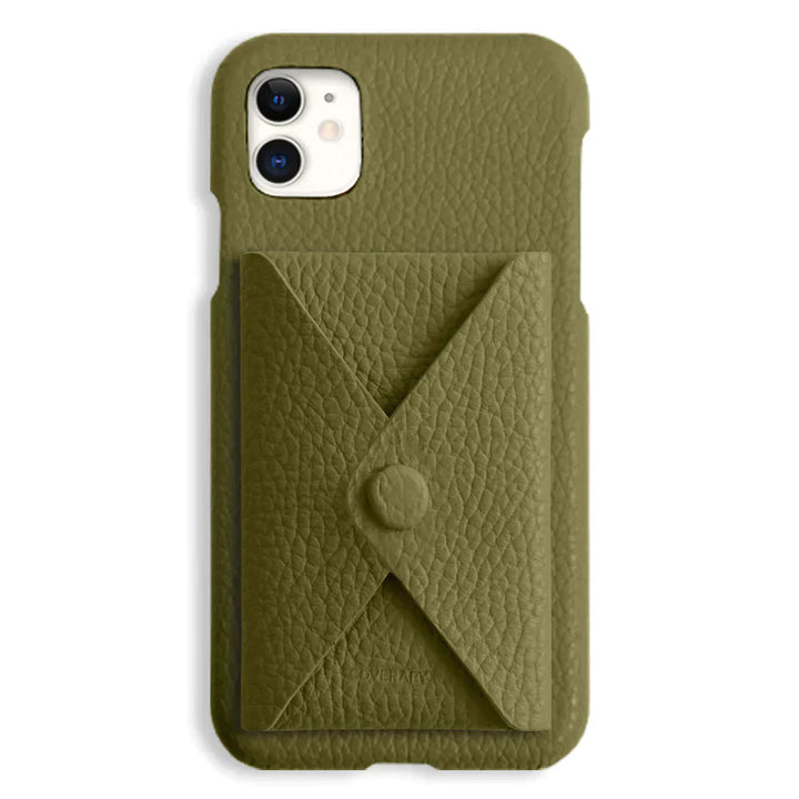 本革 32色 イタリアンシュリンクレザー 蓋ありポケット付き 背面ケース iPhoneシリーズ