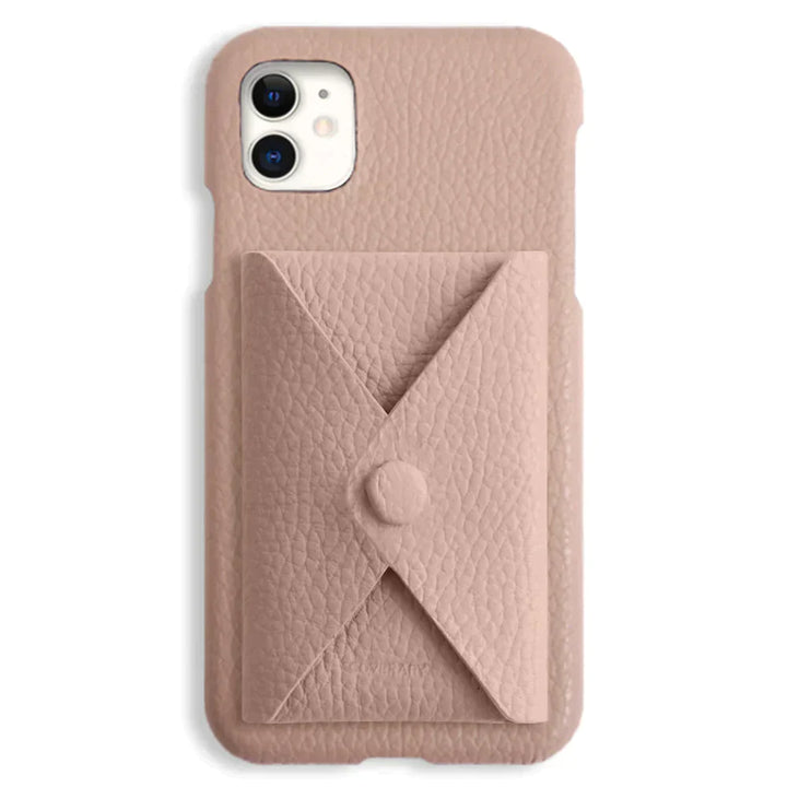 本革 32色 イタリアンシュリンクレザー 蓋ありポケット付き 背面ケース iPhoneシリーズ