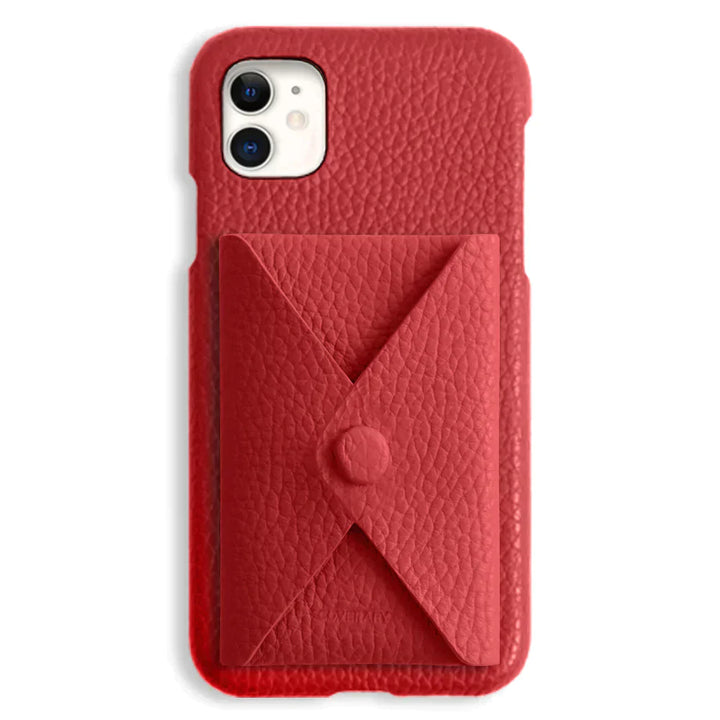 本革 32色 イタリアンシュリンクレザー 蓋ありポケット付き 背面ケース iPhoneシリーズ