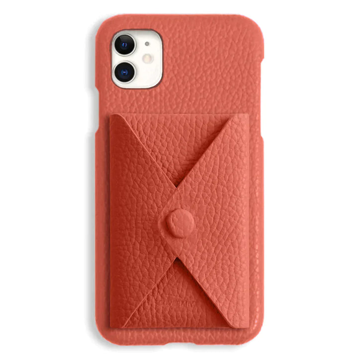 本革 32色 イタリアンシュリンクレザー 蓋ありポケット付き 背面ケース iPhoneシリーズ