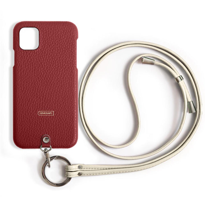 本革 32色 イタリアンシュリンクレザー リングショルダーストラップ(金具調整あり)付き 背面ケース iPhoneシリーズ