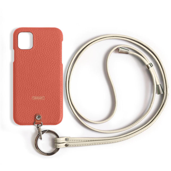 本革 32色 イタリアンシュリンクレザー リングショルダーストラップ(金具調整あり)付き 背面ケース iPhoneシリーズ