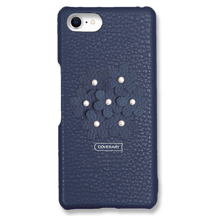 本革 32色 イタリアンシュリンクレザー あじさい フラワーデコ 背面ケース AQUOSシリーズ