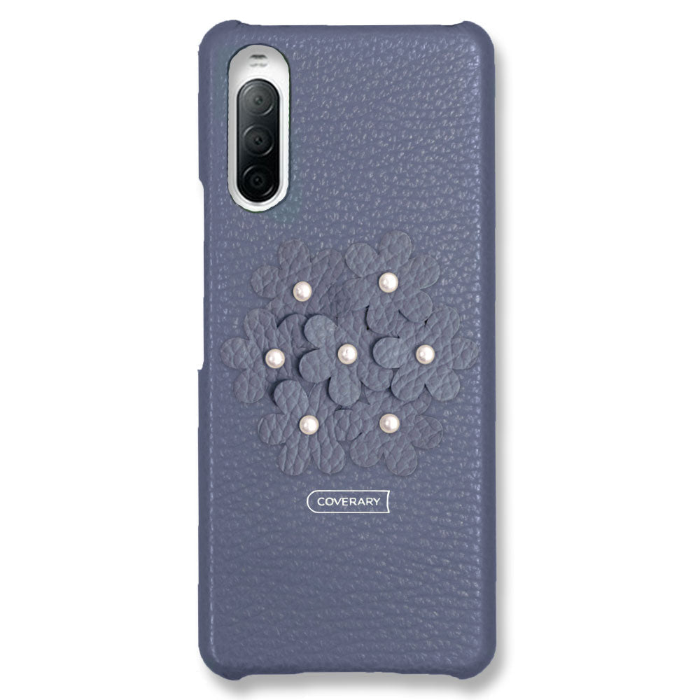 本革 32色 イタリアンシュリンクレザー あじさい フラワーデコ 背面ケース iPhoneシリーズ