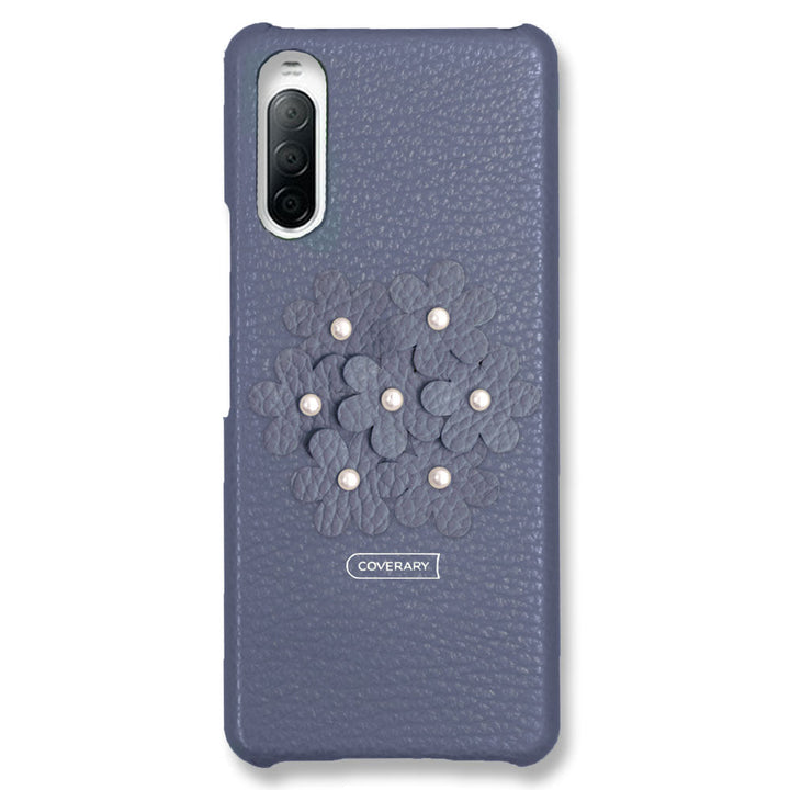 本革 32色 イタリアンシュリンクレザー あじさい フラワーデコ 背面ケース iPhoneシリーズ