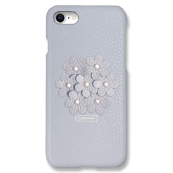 本革 32色 イタリアンシュリンクレザー あじさい フラワーデコ 背面ケース AQUOSシリーズ